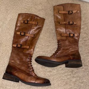 Vince Camuto Knee High Boots with Buckle & Lace detail. Size 9